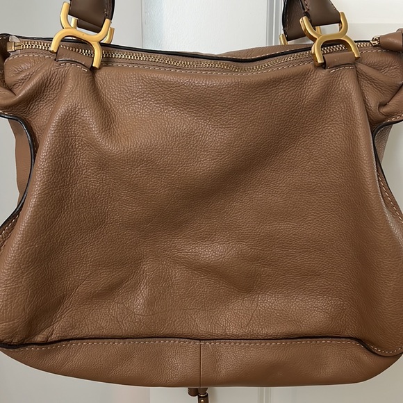 Chloe Marcie Medium Zip Leather Satchel Bag in Brown - Picture 7 of 12